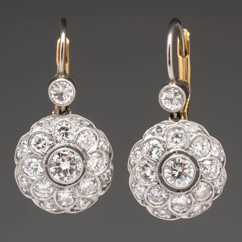 Vintage Inlaid Crystals Rounded Earrings